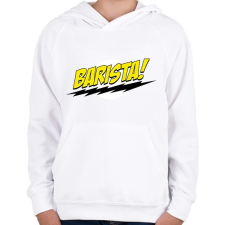 PRINTFASHION Barista logó - Gyerek kapucnis pulóver - Fehér gyerek pulóver, kardigán