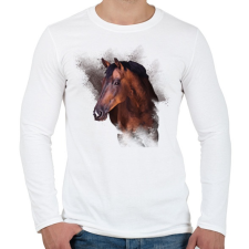 PRINTFASHION barna ló arc - Férfi hosszú ujjú póló - Fehér férfi póló