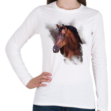 PRINTFASHION barna ló arc - Női hosszú ujjú póló - Fehér női póló
