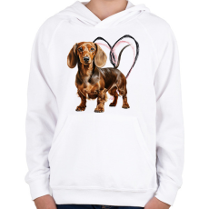 PRINTFASHION barna tacsi - Gyerek kapucnis pulóver - Fehér