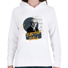 PRINTFASHION Bartók Béla - Női kapucnis pulóver - Fehér női pulóver, kardigán