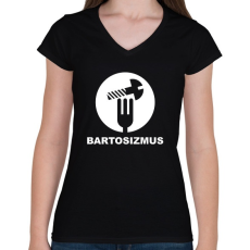 PRINTFASHION Bartosizmus - fehér - Női V-nyakú póló - Fekete
