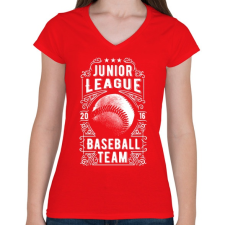 PRINTFASHION Baseball csapat - Női V-nyakú póló - Piros női póló