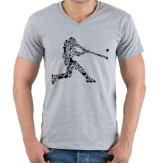 PRINTFASHION Baseball játékos - Férfi V-nyakú póló - Sport szürke