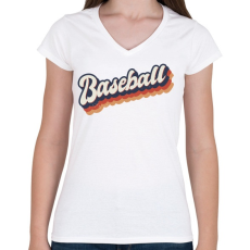 PRINTFASHION Baseball - Női V-nyakú póló - Fehér