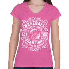 PRINTFASHION Baseball Szuper bajnokság - Női V-nyakú póló - Rózsaszín női póló