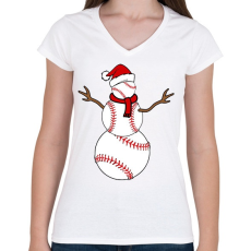 PRINTFASHION Basesnowman - Női V-nyakú póló - Fehér