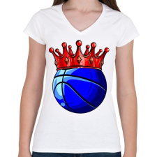 PRINTFASHION Basketball King - Női V-nyakú póló - Fehér női póló