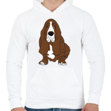 PRINTFASHION Basset hound - Férfi kapucnis pulóver - Fehér férfi pulóver, kardigán