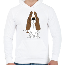 PRINTFASHION Basset hound - Férfi kapucnis pulóver - Fehér férfi pulóver, kardigán