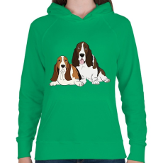 PRINTFASHION Basset hound - Női kapucnis pulóver - Zöld