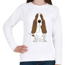 PRINTFASHION Basset hound - Női pulóver - Fehér női pulóver, kardigán