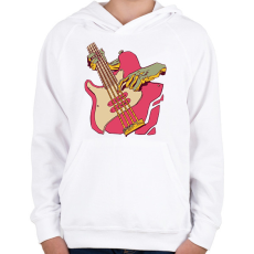 PRINTFASHION Basszusgitár - Gyerek kapucnis pulóver - Fehér