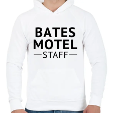 PRINTFASHION Bates Motel Staff - Férfi kapucnis pulóver - Fehér férfi pulóver, kardigán