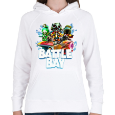 PRINTFASHION Battle Bay - Női kapucnis pulóver - Fehér női pulóver, kardigán