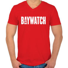 PRINTFASHION BAYWATCH - Férfi V-nyakú póló - Piros