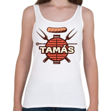 PRINTFASHION BBQ - Névvel - Női atléta - Fehér női trikó