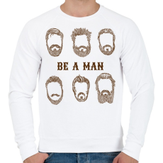 PRINTFASHION Be a man - Szakállas minta - Férfi pulóver - Fehér