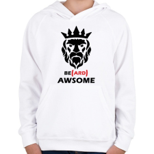 PRINTFASHION Be(ard) Awsome - Gyerek kapucnis pulóver - Fehér gyerek pulóver, kardigán