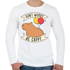 PRINTFASHION Be cappy - Férfi hosszú ujjú póló - Fehér férfi póló