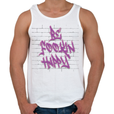PRINTFASHION Be fookin happy - Férfi atléta - Fehér