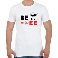 PRINTFASHION Be free - Banksy panda - Férfi póló - Fehér férfi póló
