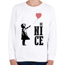 PRINTFASHION Be nice - Banksy graffiti - Gyerek pulóver - Fehér gyerek pulóver, kardigán