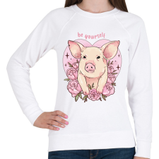 PRINTFASHION Be yourself pig - Női pulóver - Fehér női pulóver, kardigán