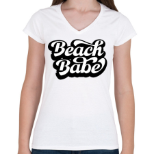 PRINTFASHION Beach Babe - Női V-nyakú póló - Fehér női póló