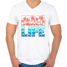 PRINTFASHION Beach Life - Férfi V-nyakú póló - Fehér férfi póló