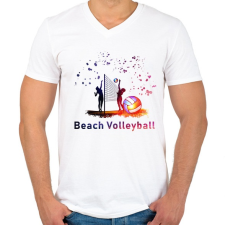PRINTFASHION Beach Volleyball - Férfi V-nyakú póló - Fehér férfi póló