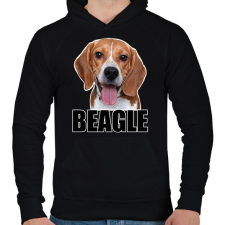 PRINTFASHION beagle - Férfi kapucnis pulóver - Fekete férfi pulóver, kardigán