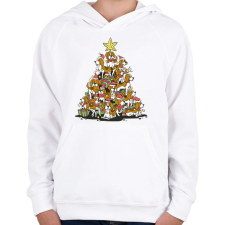 PRINTFASHION Beagle karácsonyfa - Gyerek kapucnis pulóver - Fehér gyerek pulóver, kardigán