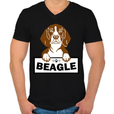 PRINTFASHION Beagle kutya  - Férfi V-nyakú póló - Fekete férfi póló
