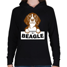 PRINTFASHION Beagle kutya  - Női kapucnis pulóver - Fekete női pulóver, kardigán