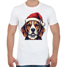 PRINTFASHION Beagle mikulás sapkában - Férfi póló - Fehér