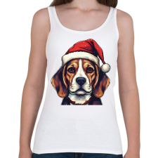 PRINTFASHION Beagle mikulás sapkában - Női atléta - Fehér női trikó