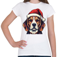 PRINTFASHION Beagle mikulás sapkában - Női póló - Fehér