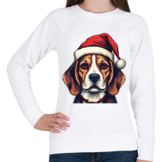 PRINTFASHION Beagle mikulás sapkában - Női pulóver - Fehér