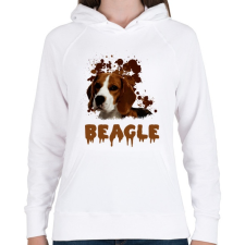 PRINTFASHION Beagle - Női kapucnis pulóver - Fehér női pulóver, kardigán