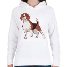 PRINTFASHION Beagle - Női kapucnis pulóver - Fehér női pulóver, kardigán