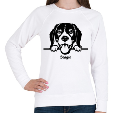 PRINTFASHION Beagle - Női pulóver - Fehér női pulóver, kardigán