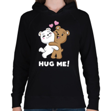 PRINTFASHION Bear Hug - Női kapucnis pulóver - Fekete női pulóver, kardigán