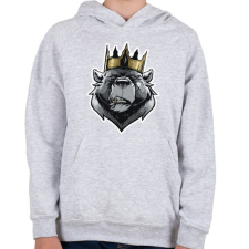 PRINTFASHION Bear King - Gyerek kapucnis pulóver - Sport szürke gyerek pulóver, kardigán