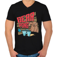 PRINTFASHION Bear pong - Férfi V-nyakú póló - Fekete