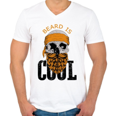 PRINTFASHION Beard is cool  - Férfi V-nyakú póló - Fehér
