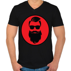 PRINTFASHION beard red - Férfi V-nyakú póló - Fekete