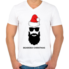 PRINTFASHION BEARDED CHRISTMAS - Férfi V-nyakú póló - Fehér