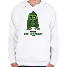 PRINTFASHION Beast Boy Monkey - Fortnite Season 6 - Gyerek kapucnis pulóver - Fehér gyerek pulóver, kardigán