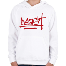 PRINTFASHION Beast Design Text Logo - Gyerek kapucnis pulóver - Fehér